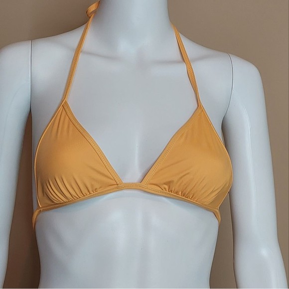 J. Crew Golden Yellow Triangle String Bikini Swim Top Small NWOT - Picture 1 of 8